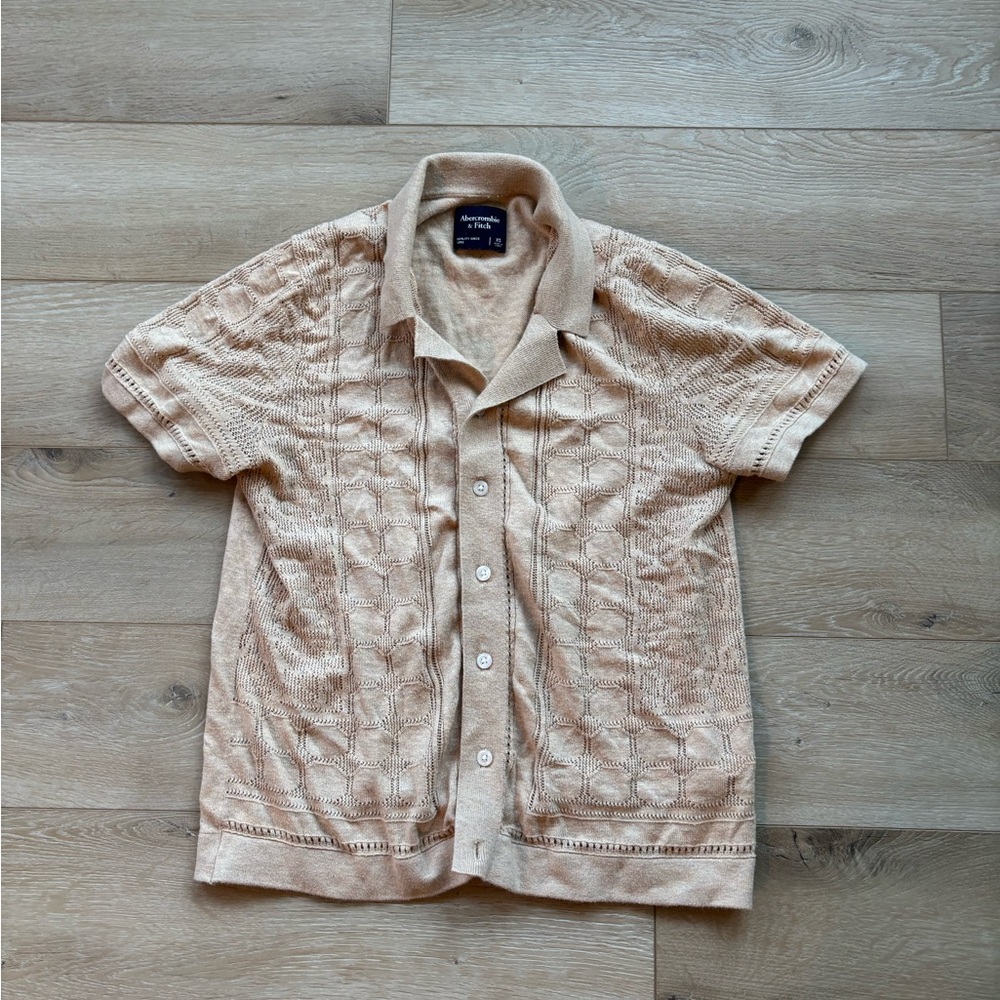 Abercrombie & Fitch Tan Knit Collared Shirt